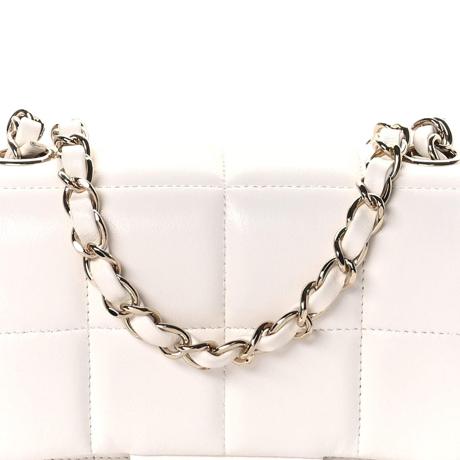 Chanel Lambskin Resin Crystal Square Quilted Monacoco Mini Square Flap White 8 of 10