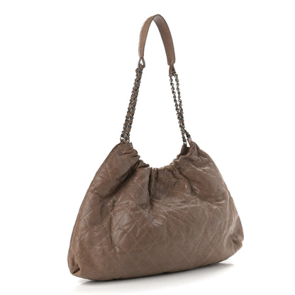Chanel Distressed Glazed Caviar Quilted Large Elastic Tote Brown 2 of 12