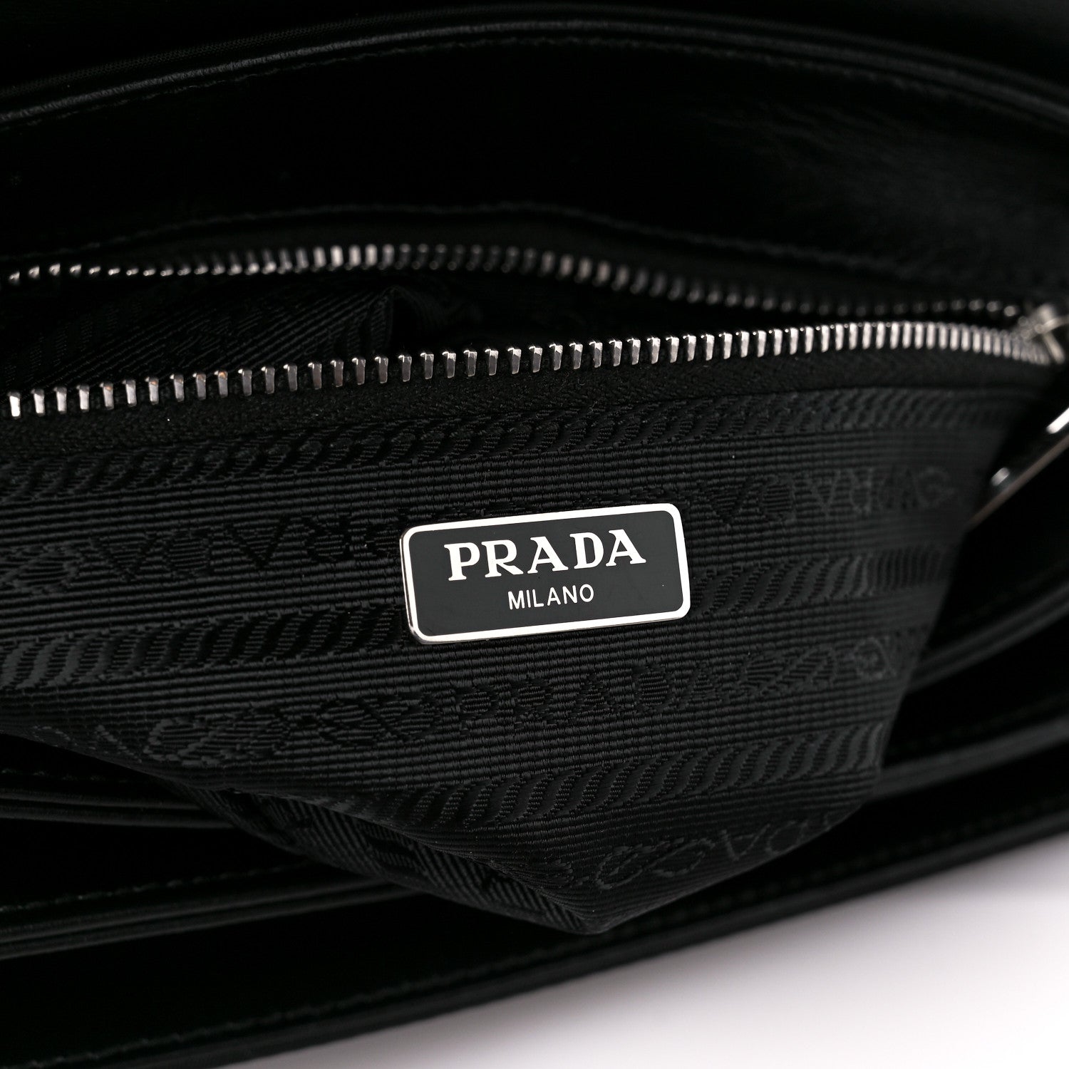 Prada Saffiano Tessuto Nylon Chain Shoulder Bag Black 6 of 10