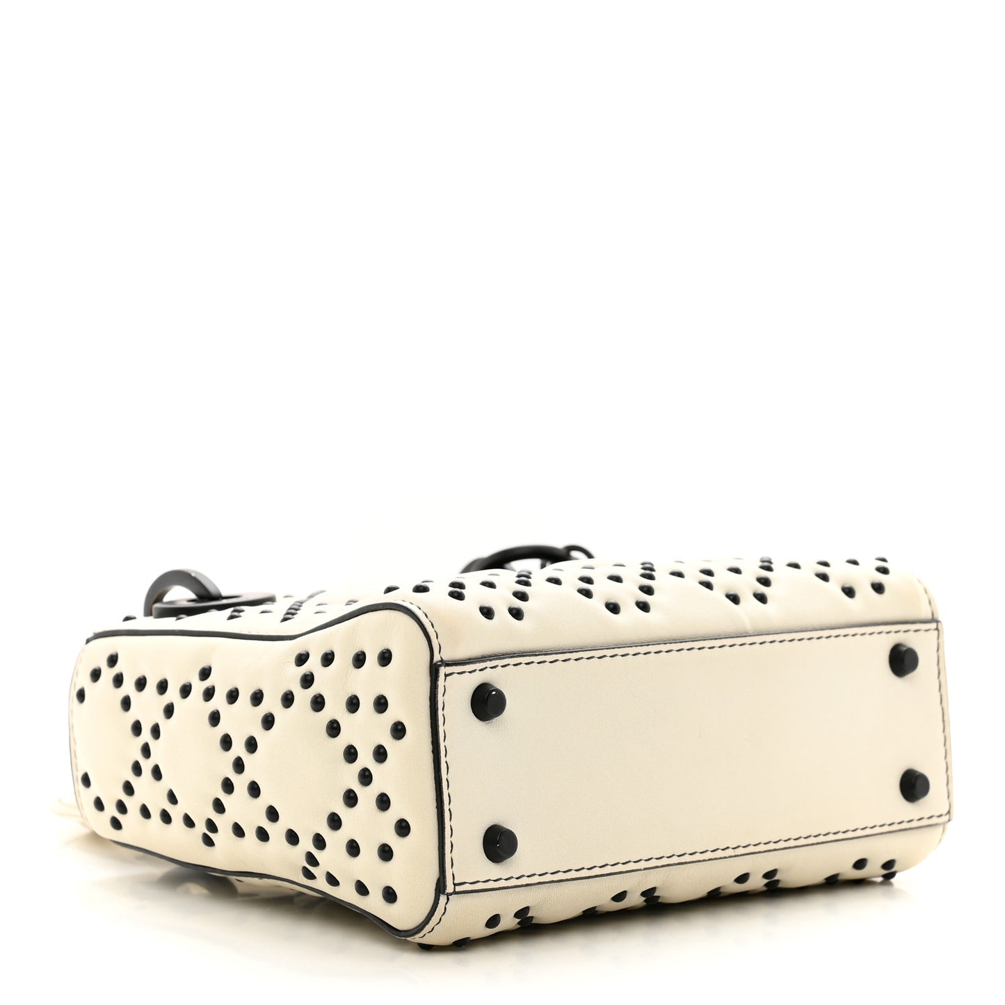 Ultra Matte Calfskin Studded Mini Supple Lady Dior White Black