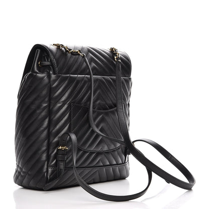 Chanel Calfskin Chevron Quilted Large Urban Spirit Backpack Black 3 of 7