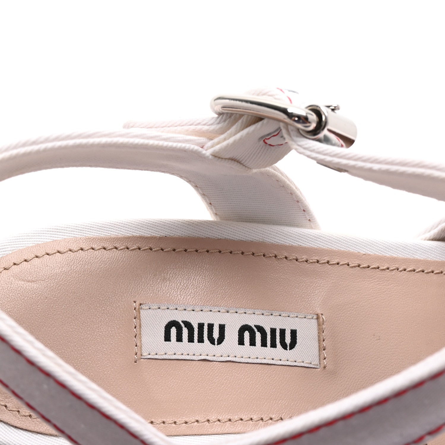 Miu Miu Gabardine Striped Platform Wedge Sandals 36 White Rosso 8 of 10