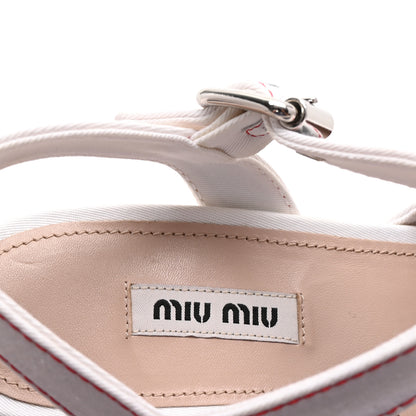 Miu Miu Gabardine Striped Platform Wedge Sandals 36 White Rosso 8 of 10