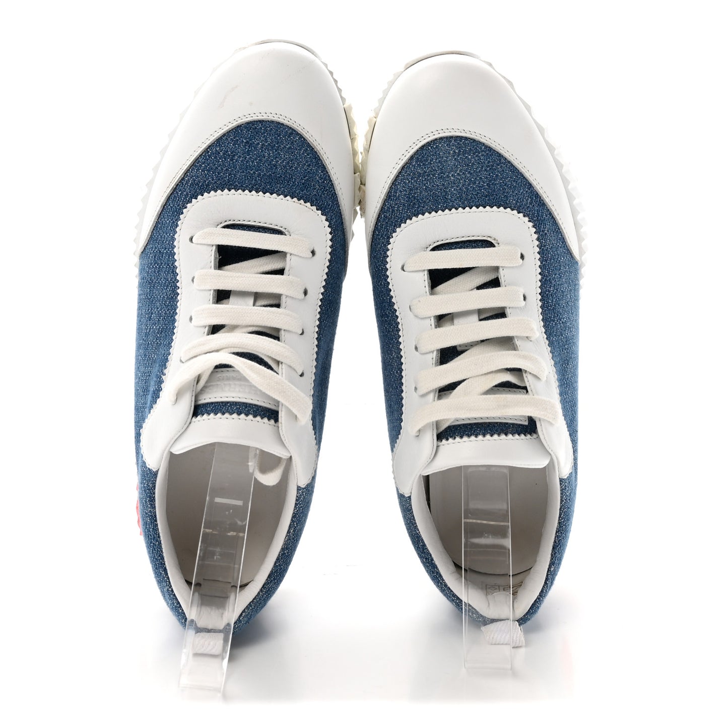 Denim Suede Goatskin Bouncing Sneakers 37 Bleu Clair White