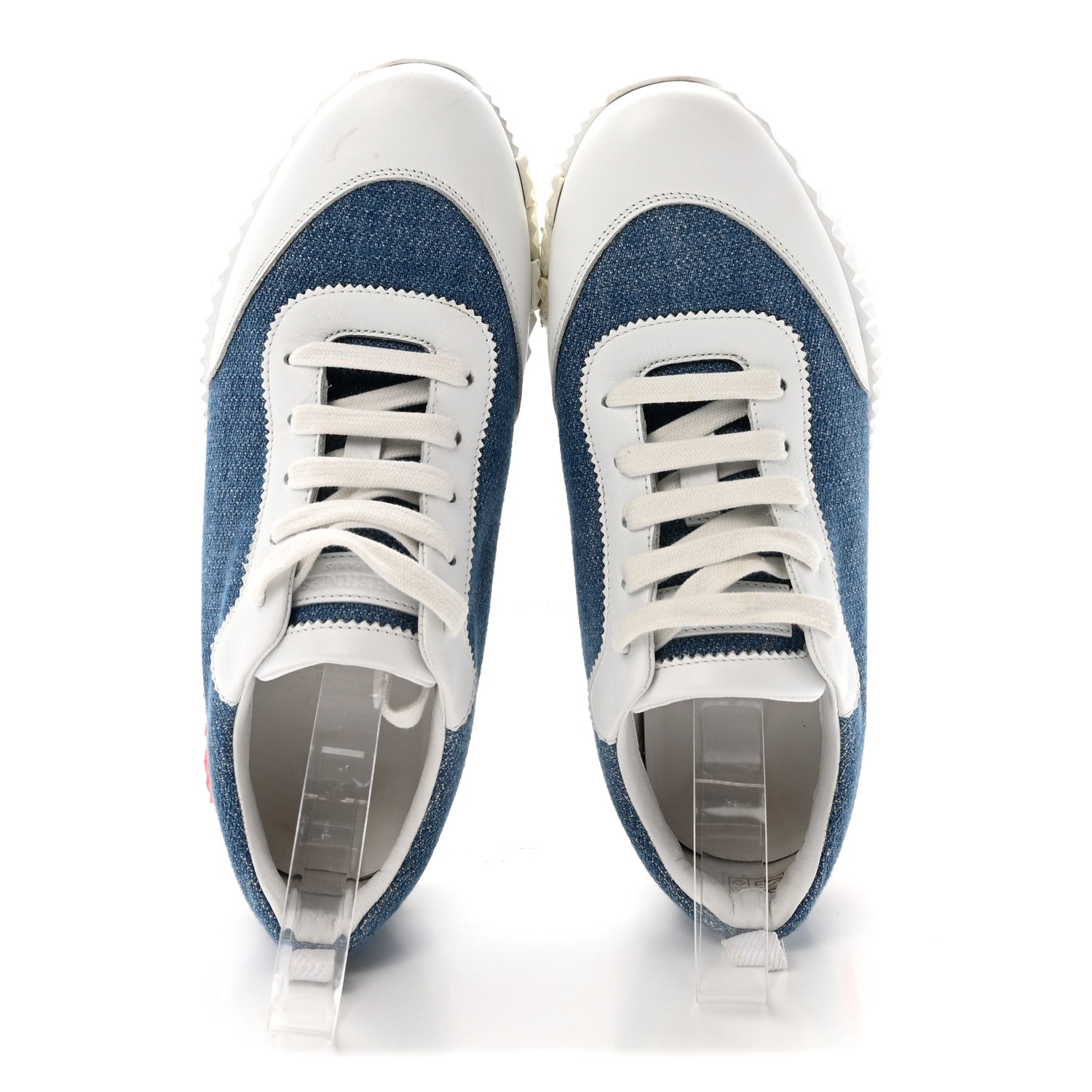 Hermes Denim Suede Goatskin Bouncing Sneakers 37 Bleu Clair White 2 of 9