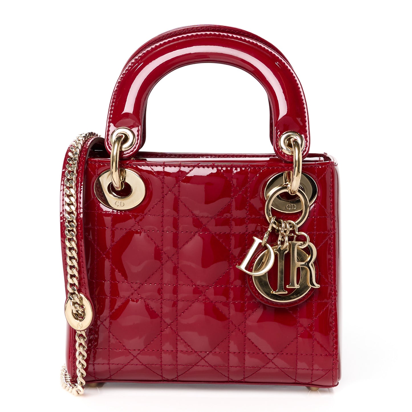 Patent Cannage Mini Lady Dior Red