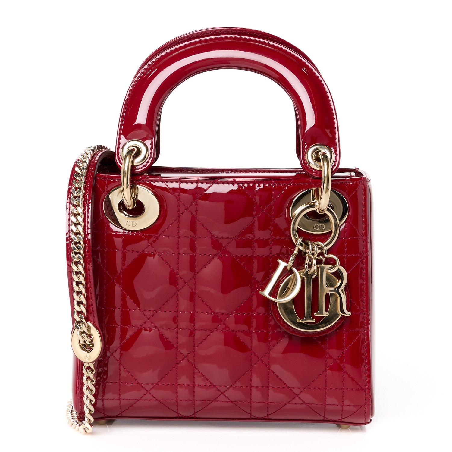 Christian Dior Patent Cannage Mini Lady Dior Red 1 of 10