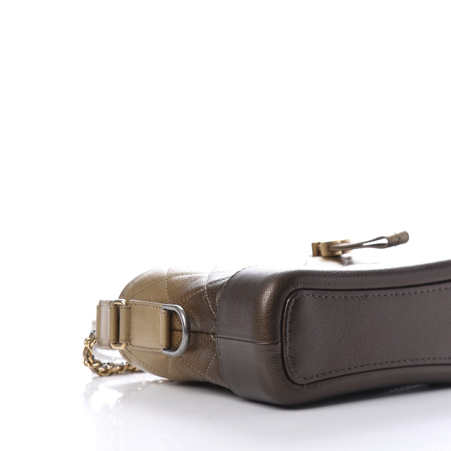 Metallic Goatskin Quilted Small Gabrielle Hobo Gold Bronze
