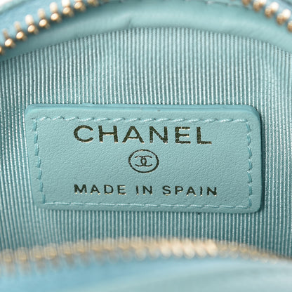 Chanel Caviar Quilted Zip Around Classic Coin Purse Light Blue 6 of 8