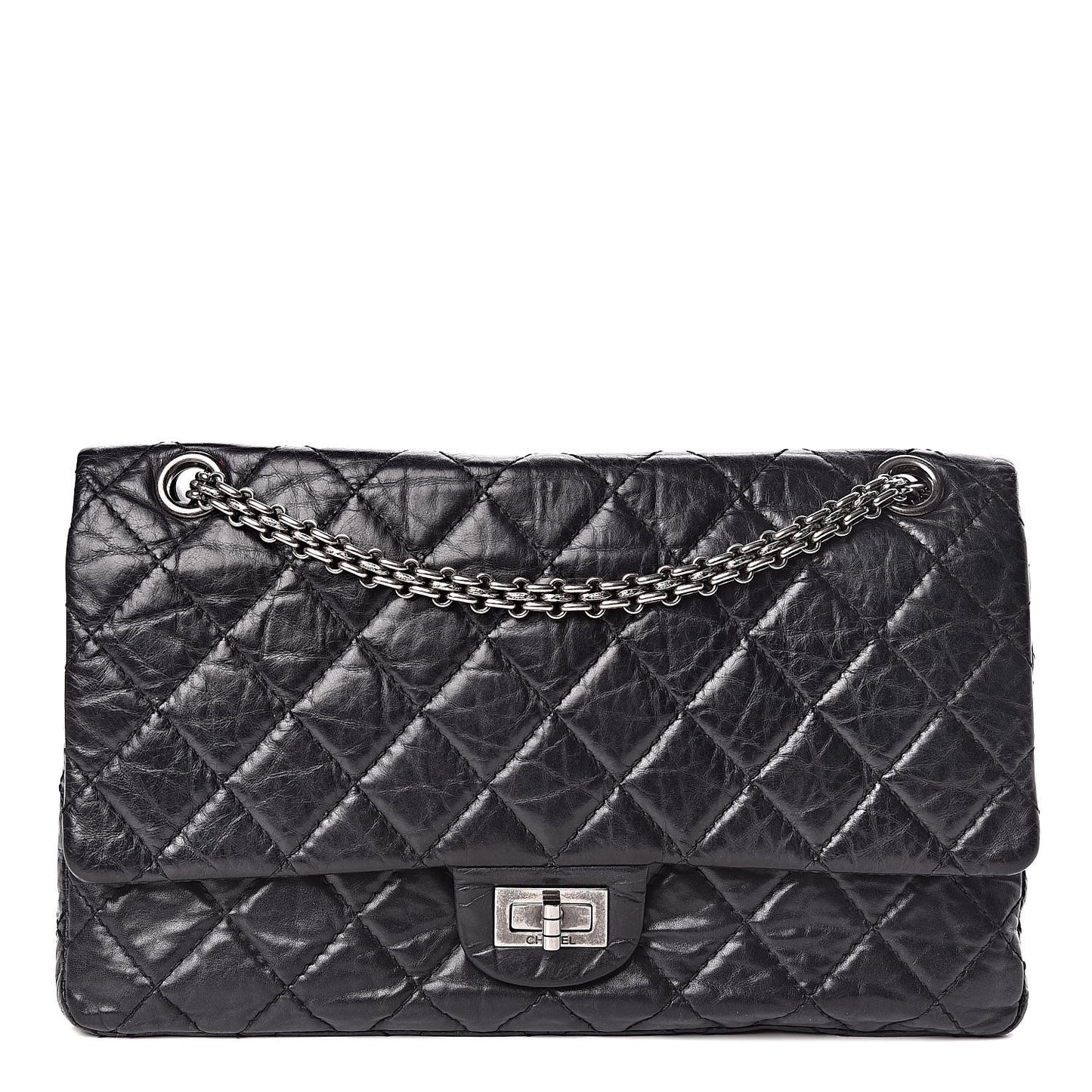 Aged Calfskin Quilted 2.55 Reissue 226 Flap Black