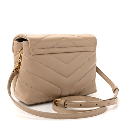 Saint Laurent Calfskin Y Quilted Monogram Toy Loulou Crossbody Bag Dark Beige 3 of 10