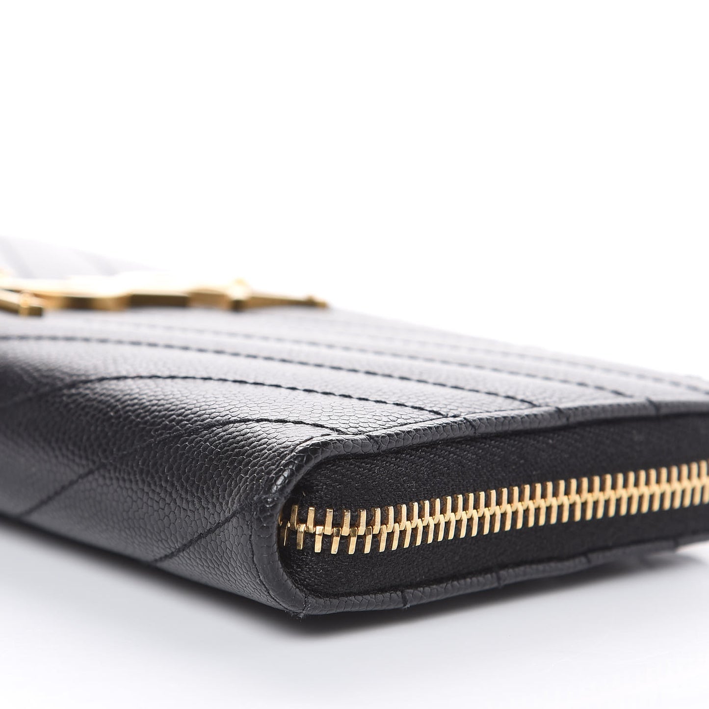 Grain De Poudre Matelasse Chevron Monogram Zip Around Wallet Black
