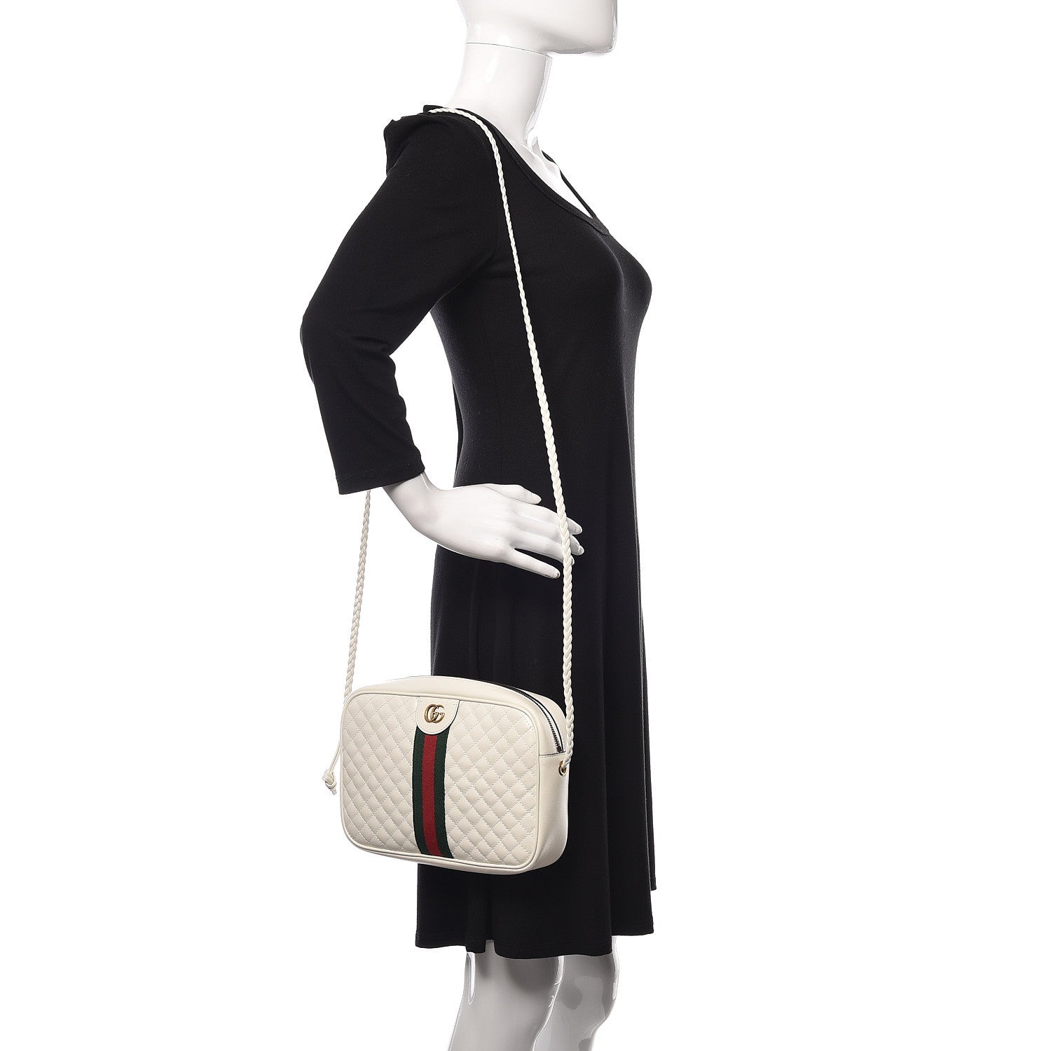 Gucci Calfskin Web Trapuntata Small Shoulder Bag Off White 2 of 10