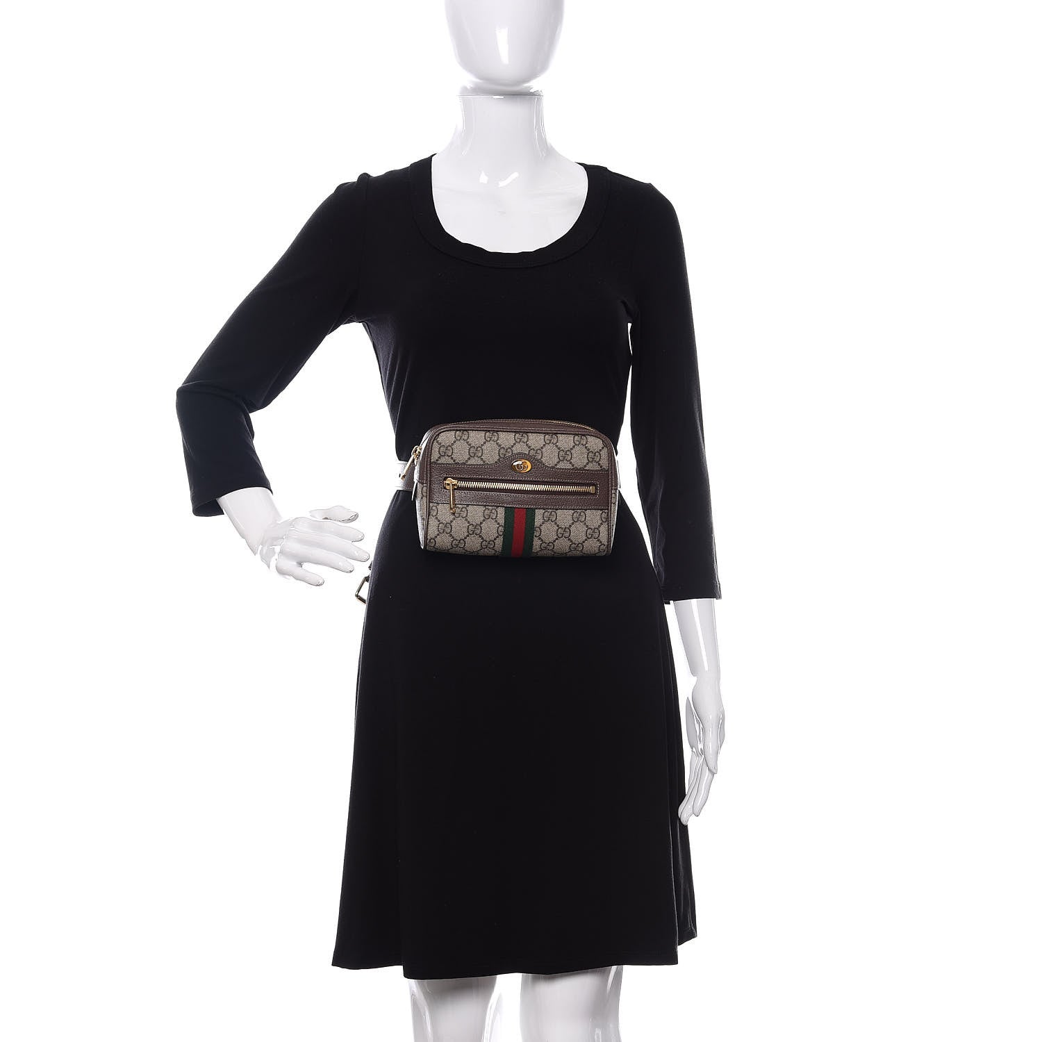 Gucci GG Supreme Monogram Web Small Ophidia Belt Bag 85 34 Dark Brown 2 of 10