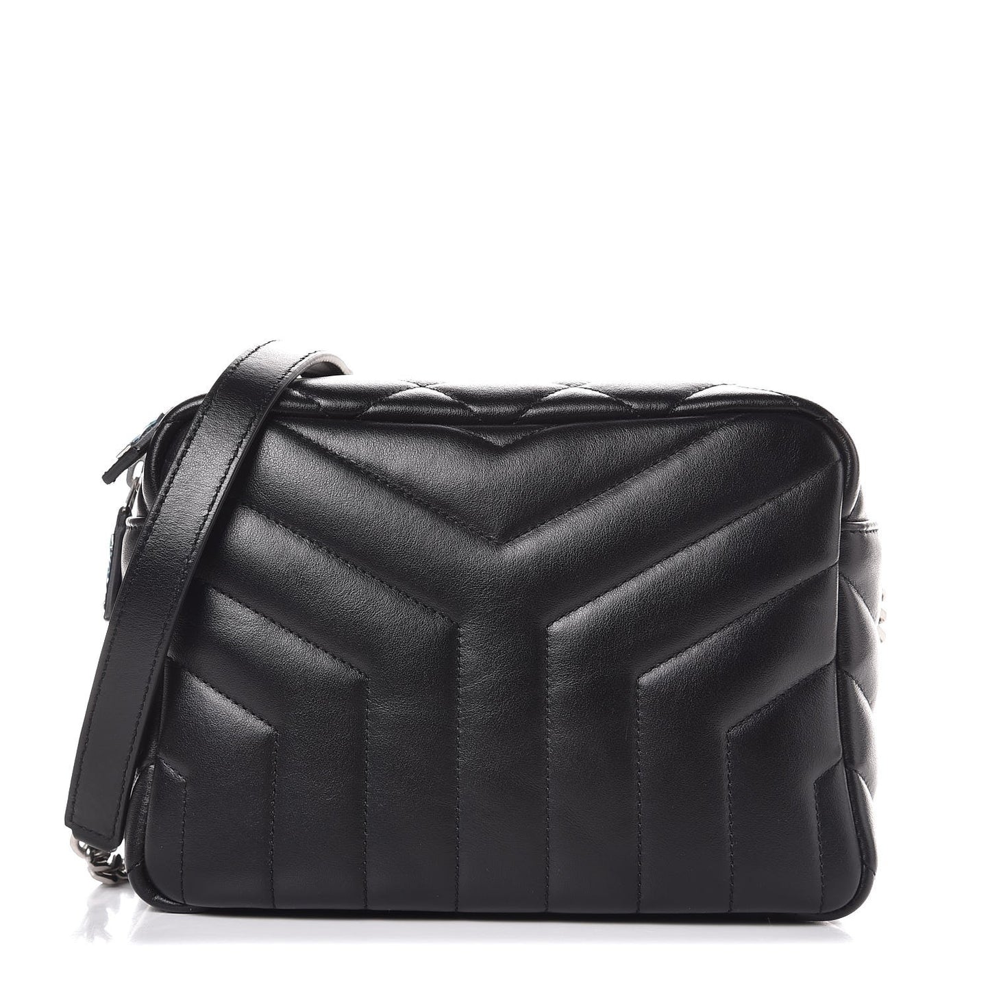 Calfskin Y Quilted Monogram Small Loulou Bowling Bag Black