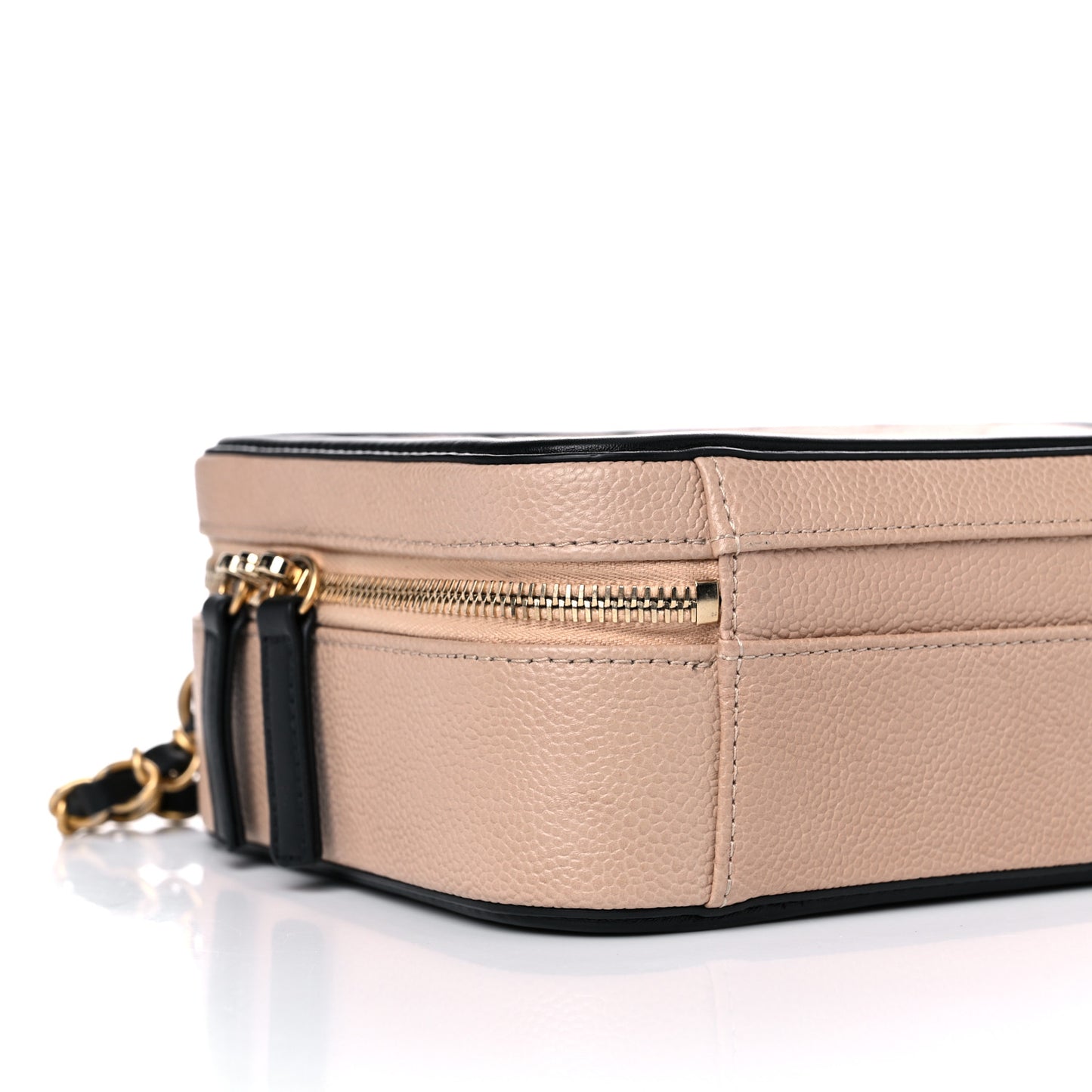 Caviar Quilted Medium CC Filigree Vanity Case Beige Black