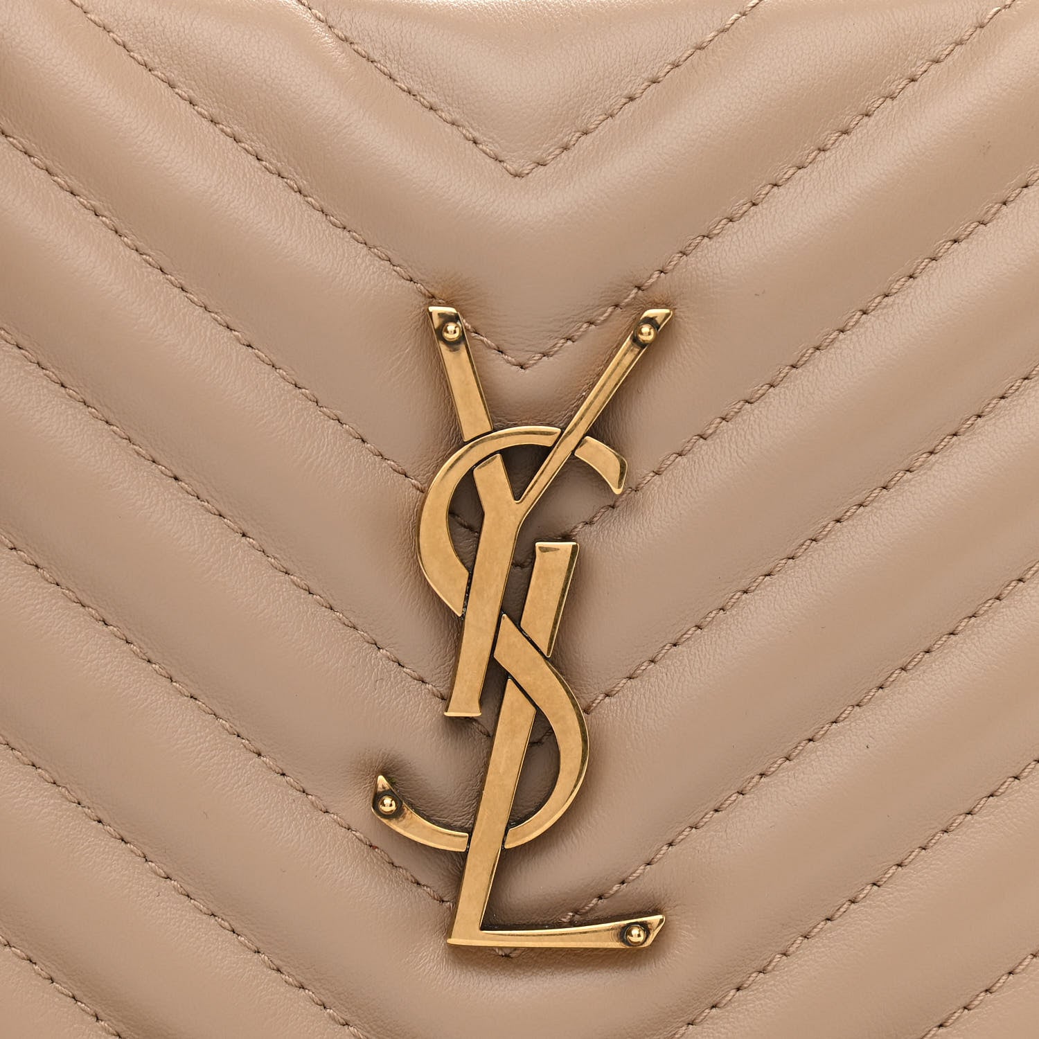 Saint Laurent Calfskin Matelasse Monogram Lou Camera Bag Dark Beige 7 of 9