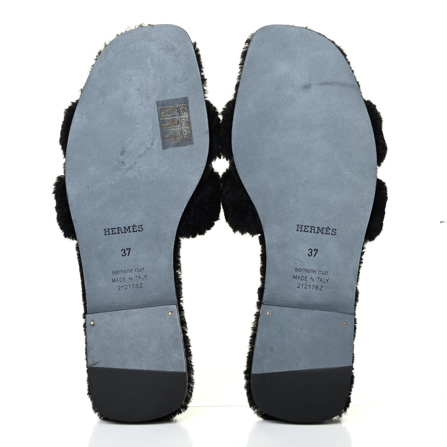 Hermes Woolskin Oran Sandals 37 Black 4 of 4
