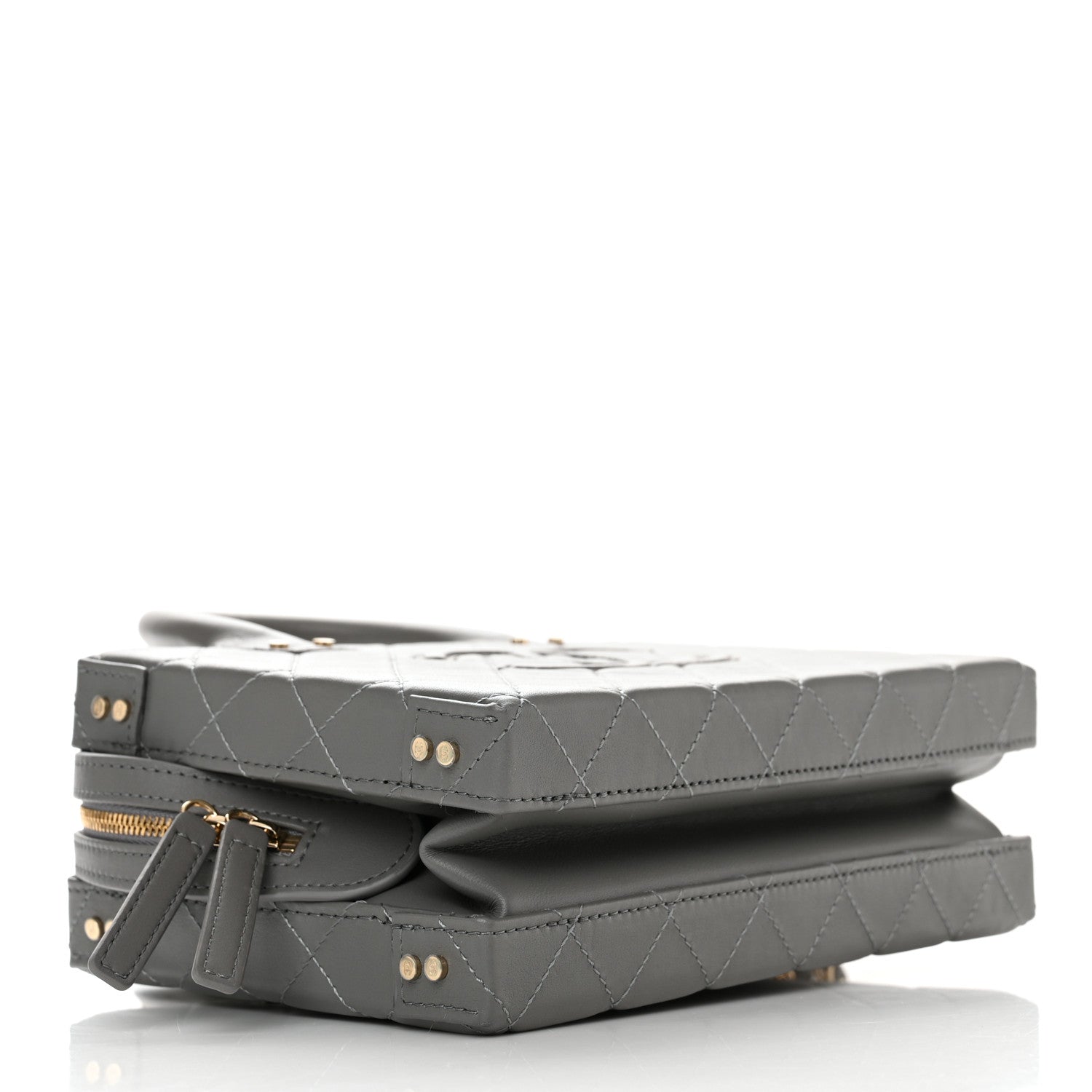 Chanel Calfskin Quilted Studded Square Vanity Case Grey 4 of 10