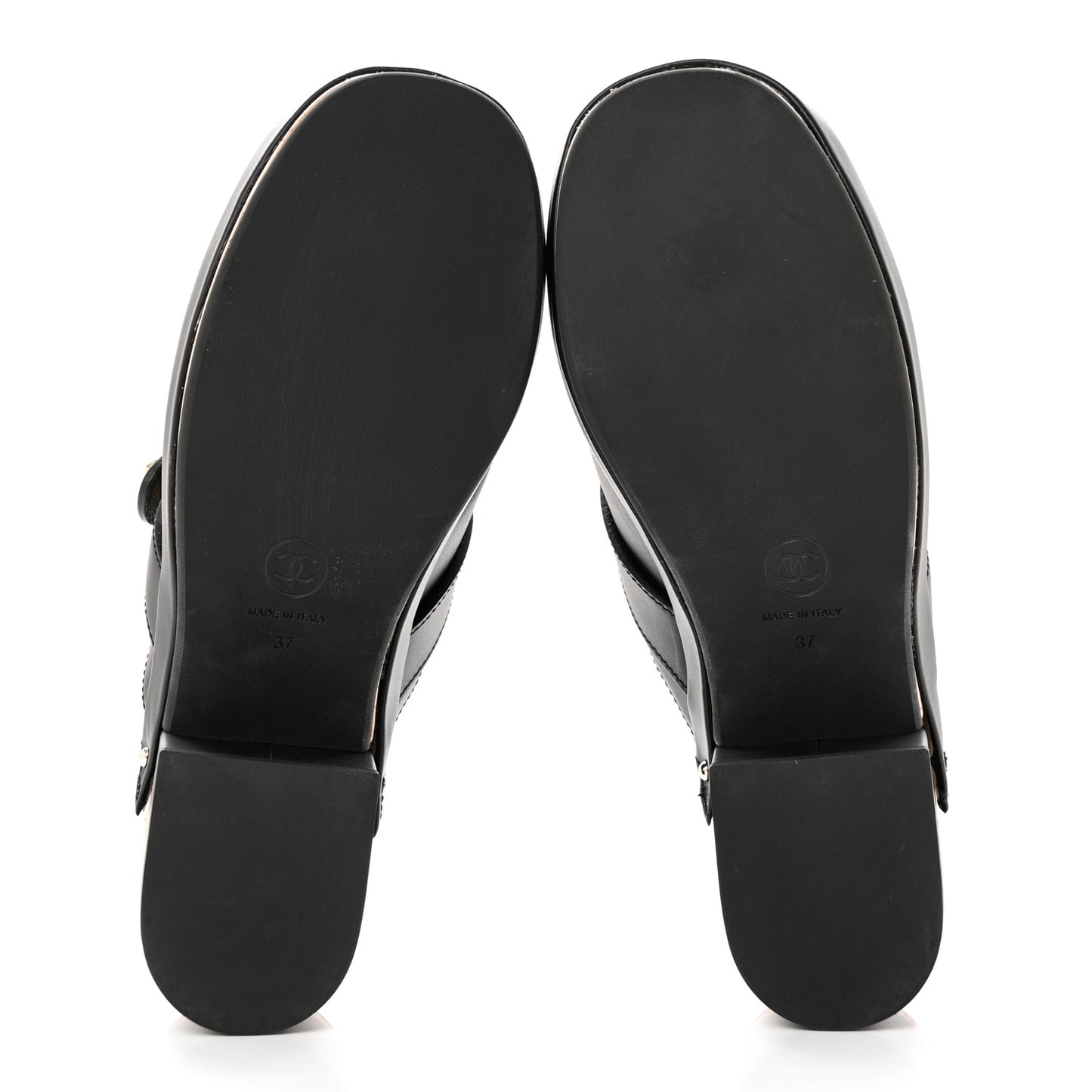 Calfskin CC Turn Lock Clogs 37 Black