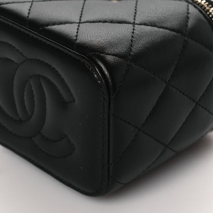 Chanel Lambskin Quilted Top Handle Mini Vanity Case With Chain Black Pink 9 of 9