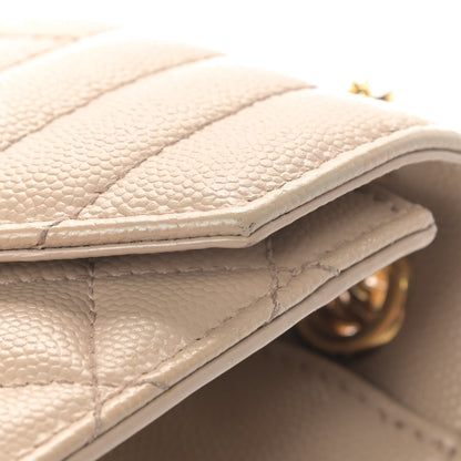 Saint Laurent Grain De Poudre Textured Mixed Matelasse Medium Triquilt Monogram Satchel Dark Beige 11 of 11