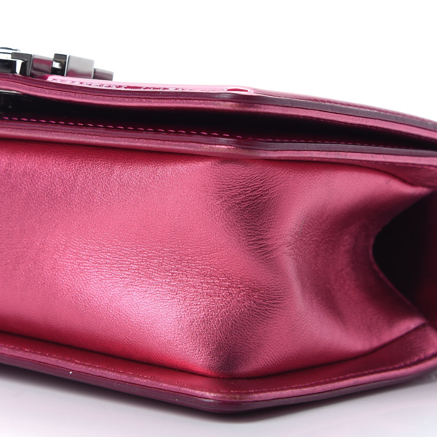 Chanel Metallic Patent Calfskin Quilted Small Boy Flap Pink 10 of 10