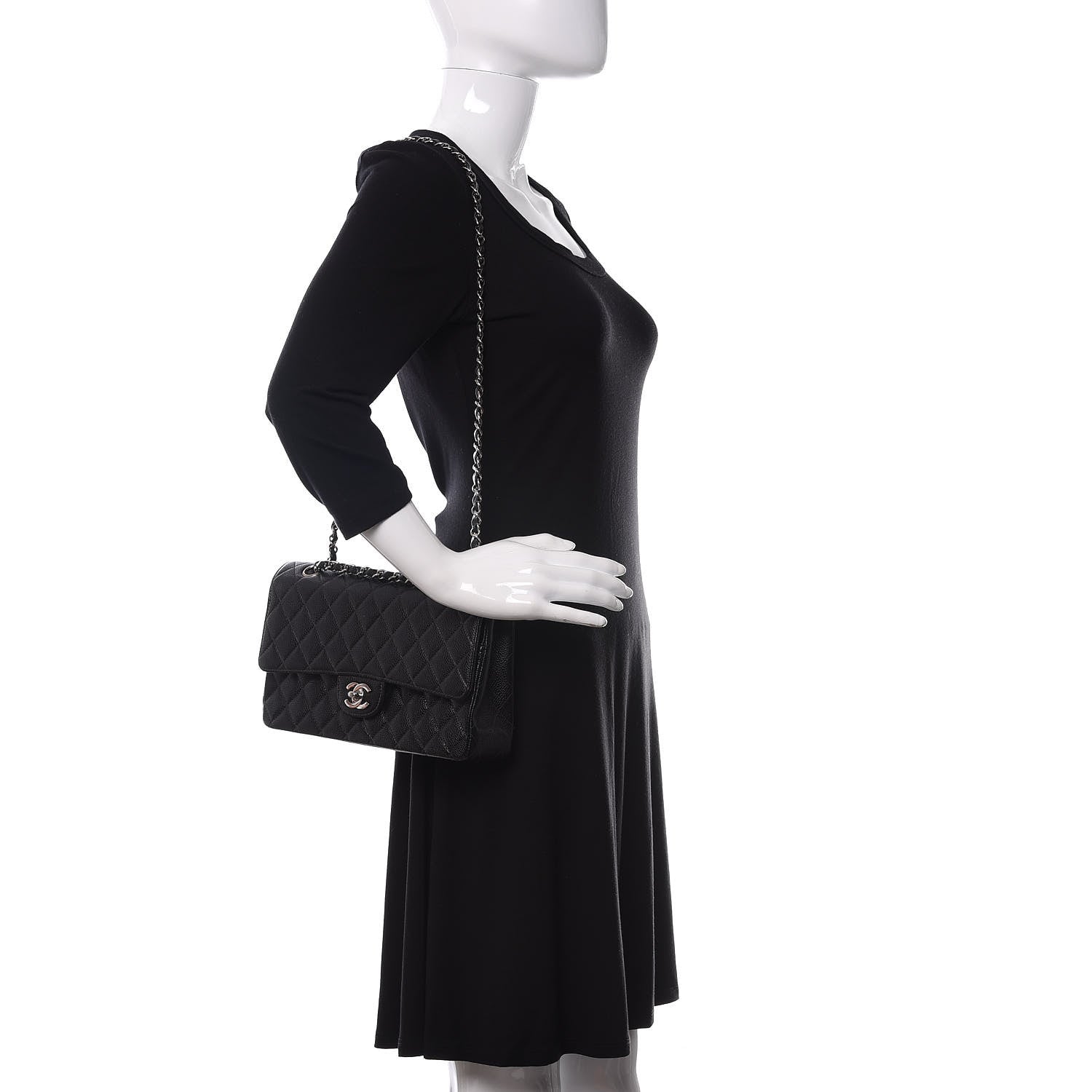 Chanel Caviar Quilted Medium Double Flap Black 2 of 12