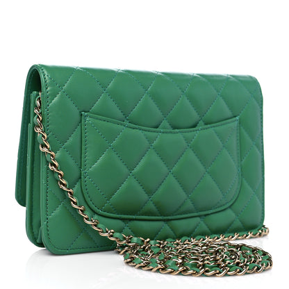 Chanel Lambskin Quilted Wallet On Chain WOC Green 2 of 10
