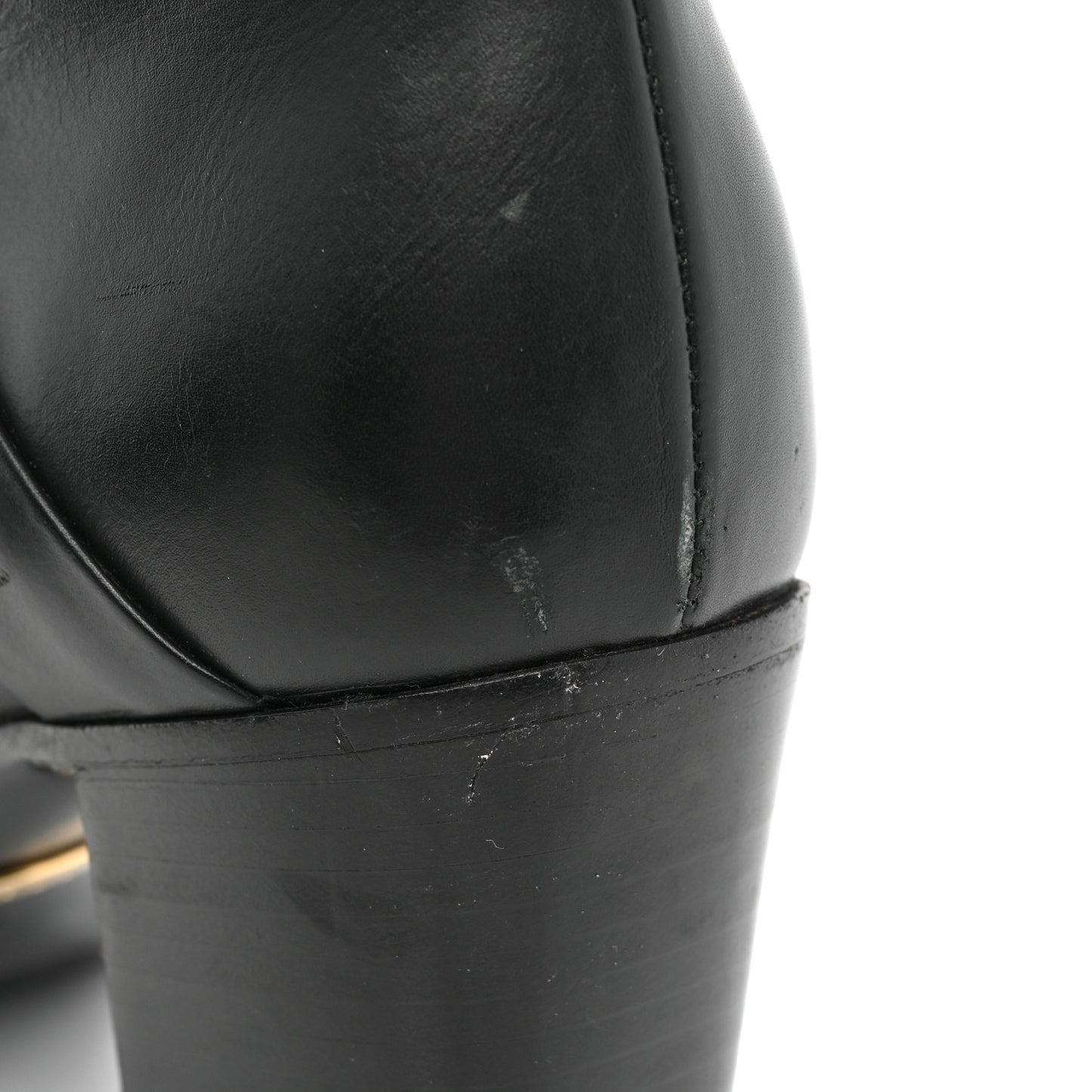 Calfskin Double G Knee High Boots 39 Black