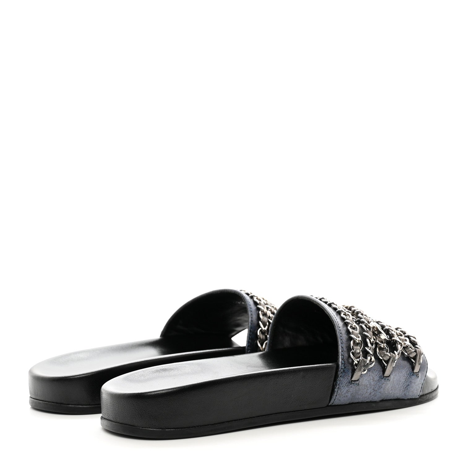 Chanel Fantasy Lambskin Chain Flat Sandals 36 Blue 4 of 11