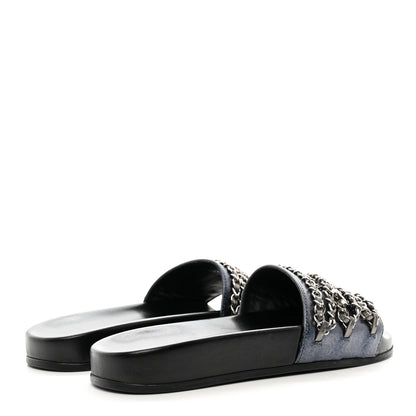 Chanel Fantasy Lambskin Chain Flat Sandals 36 Blue 4 of 11