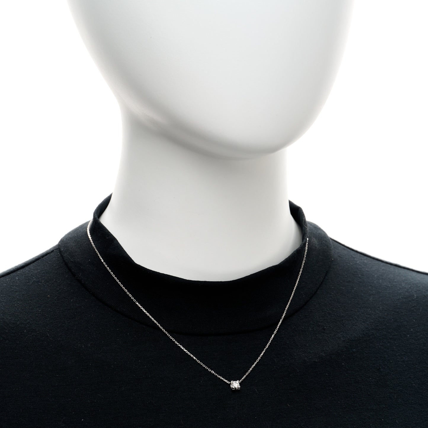 18K White Gold Diamond .27ct C De Cartier Pendant Necklace