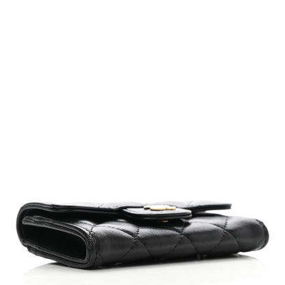 Chanel Lambskin Quilted Flap Card Holder Wallet Black 4 of 8