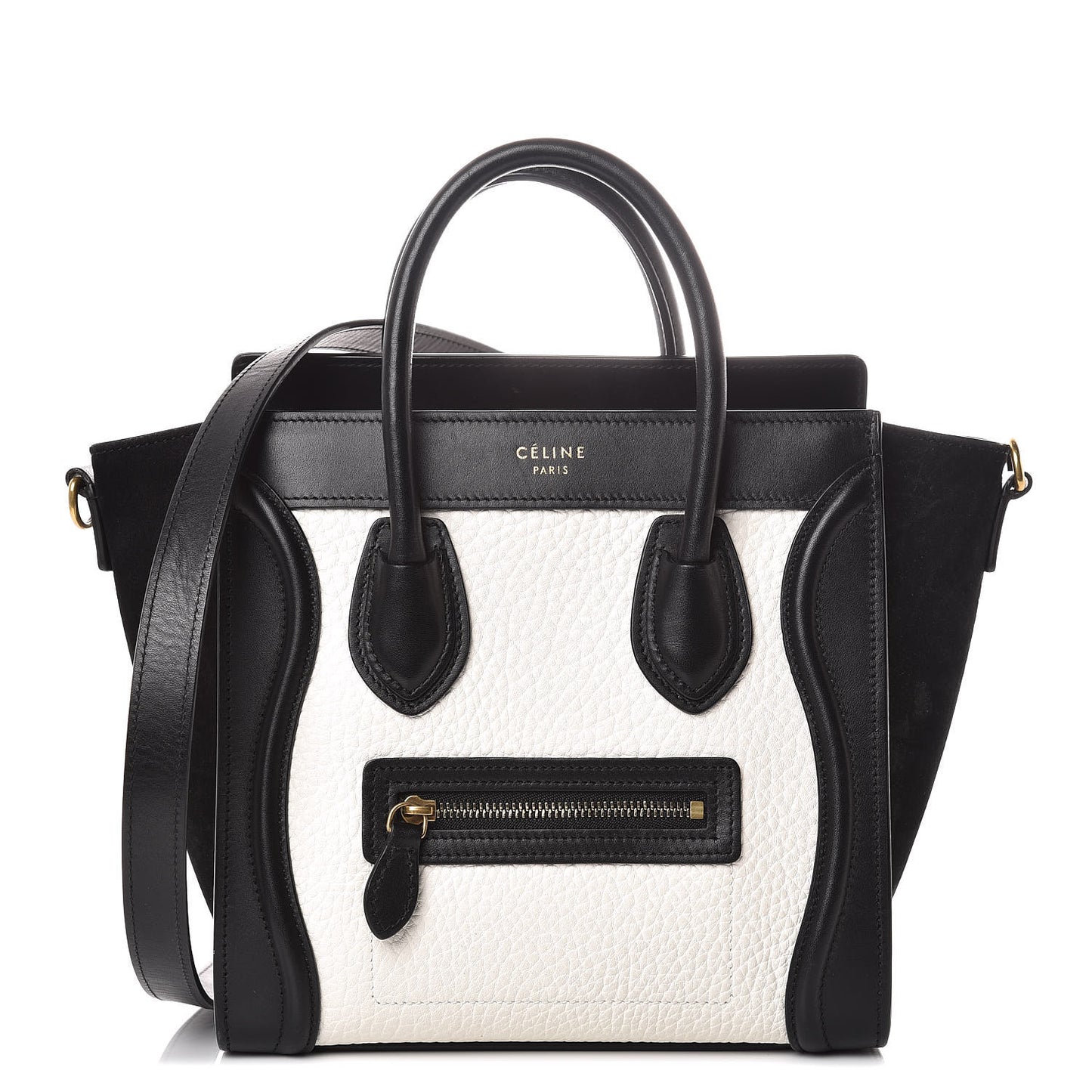 Bullhide Calfskin Nubuck Bi-Color Nano Luggage Black White