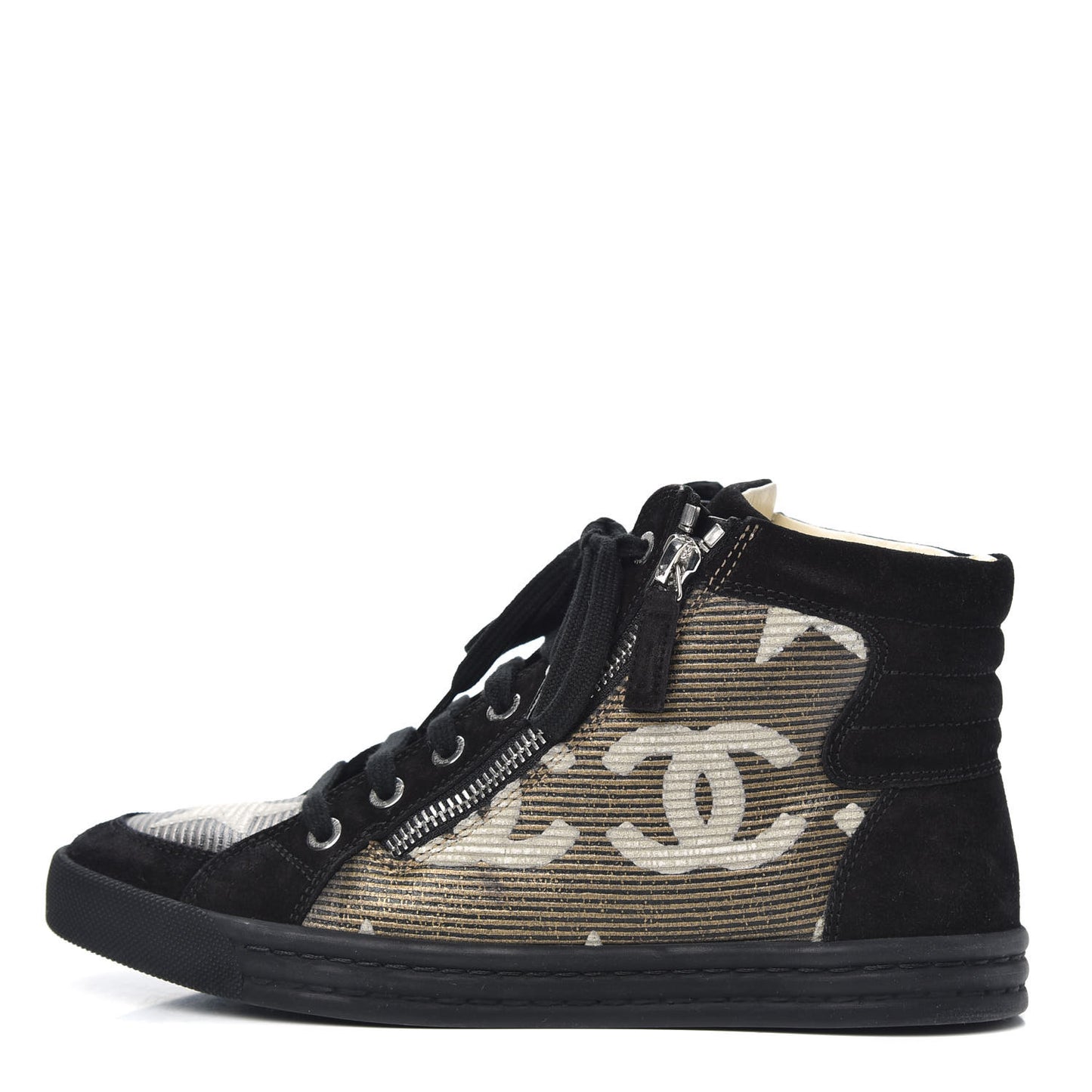 Canvas Suede CC Star Zipped High Top Sneakers 36.5 Black