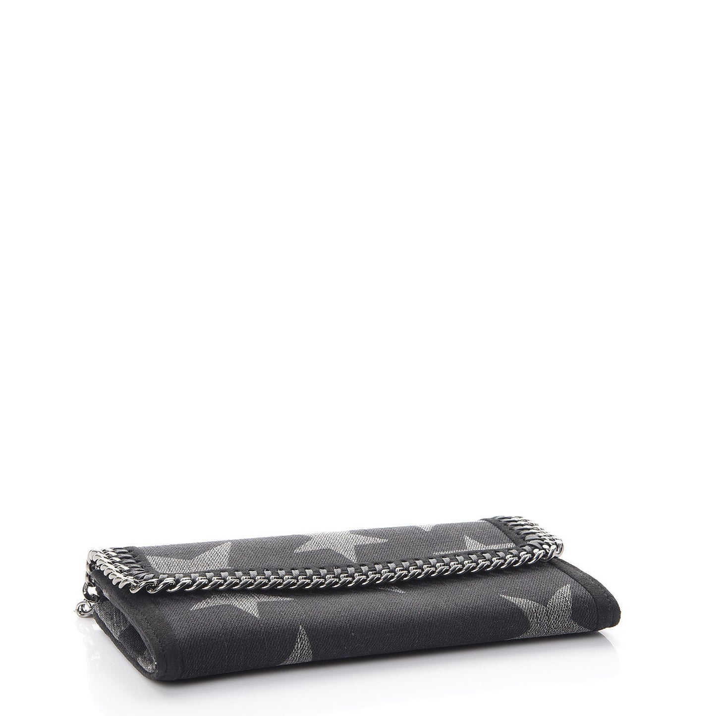 Denim Star Print Falabella Continental Flap Wallet Black
