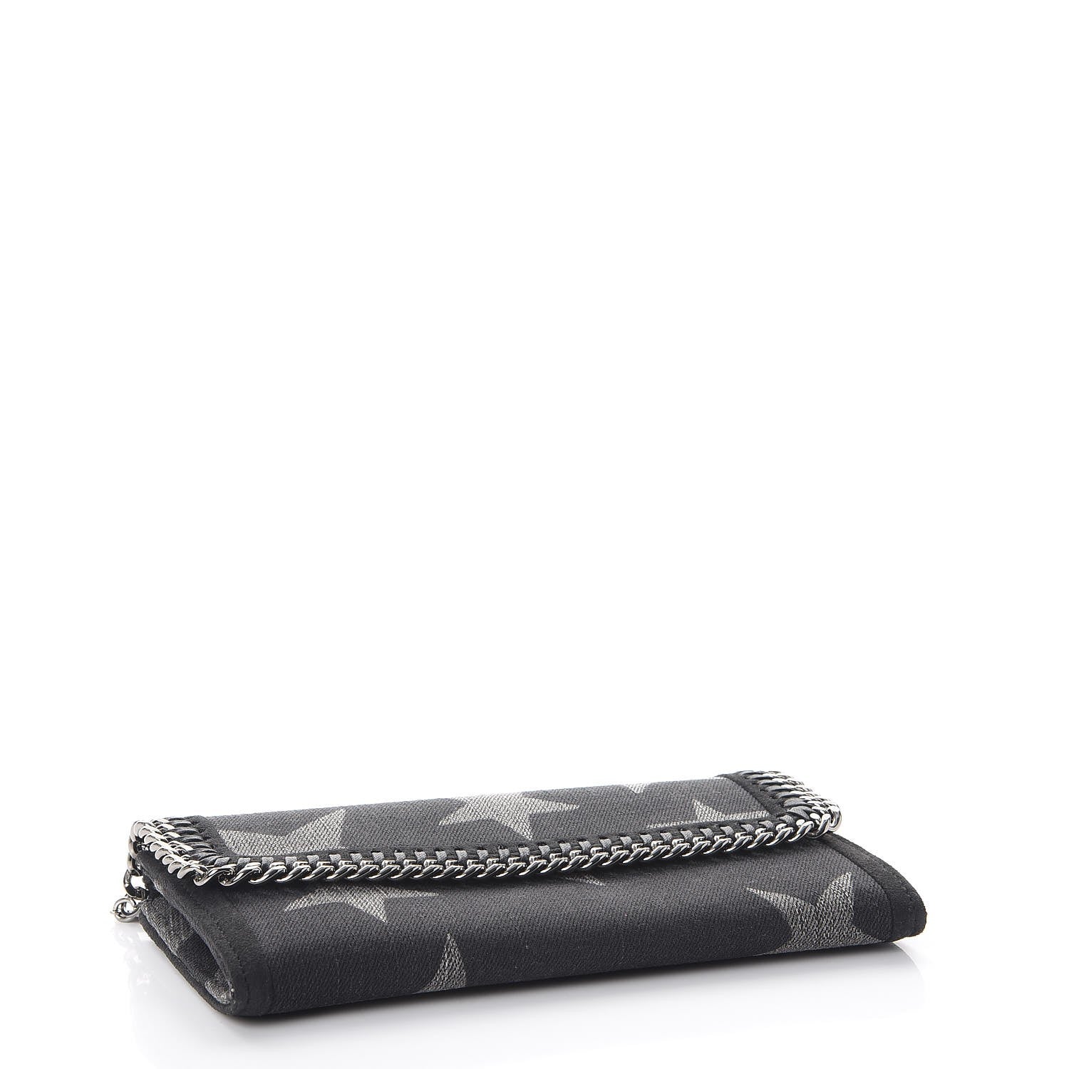Stella McCartney Denim Star Print Falabella Continental Flap Wallet Black 4 of 8