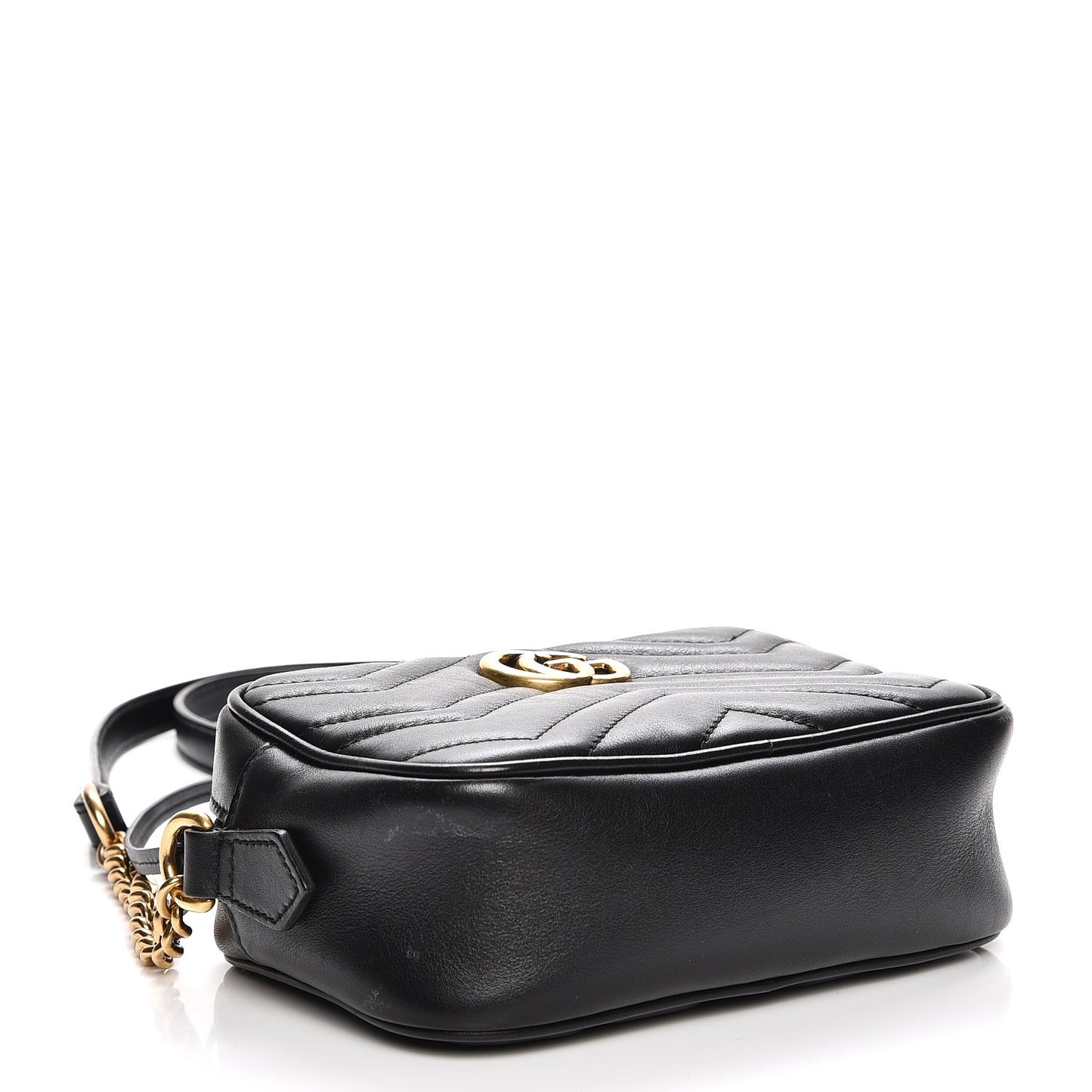 Calfskin Matelasse Mini GG Marmont Chain Shoulder Bag Black