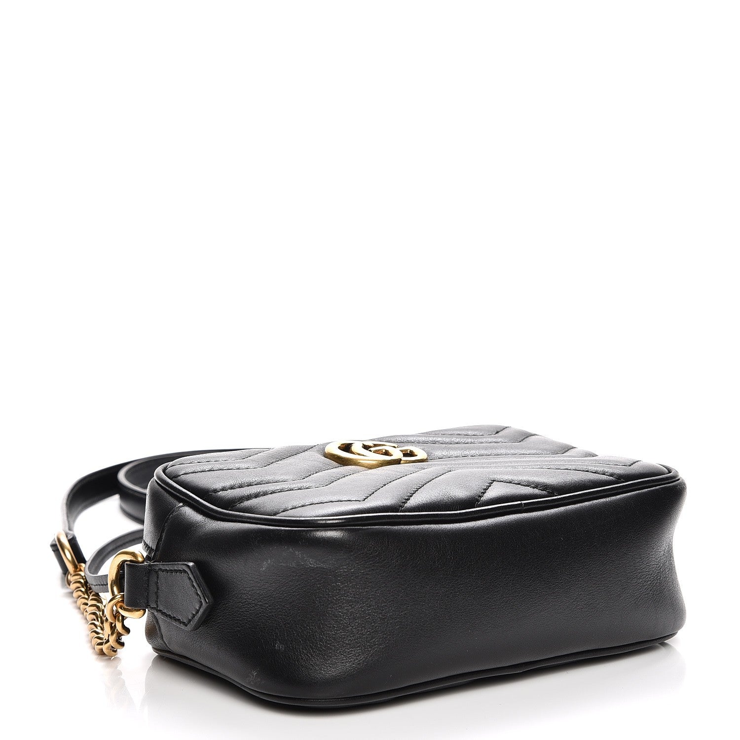Gucci Calfskin Matelasse Mini GG Marmont Chain Shoulder Bag Black 4 of 9