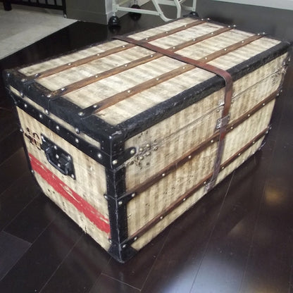Louis Vuitton Antique Striped Steamer Trunk 3 of 9