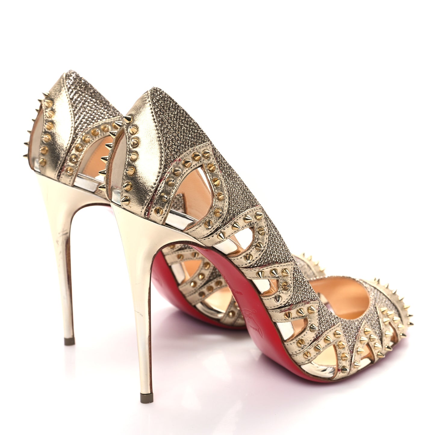 Glitter Silk Nappa Spiked Circus City 120 Pumps 38 Gold