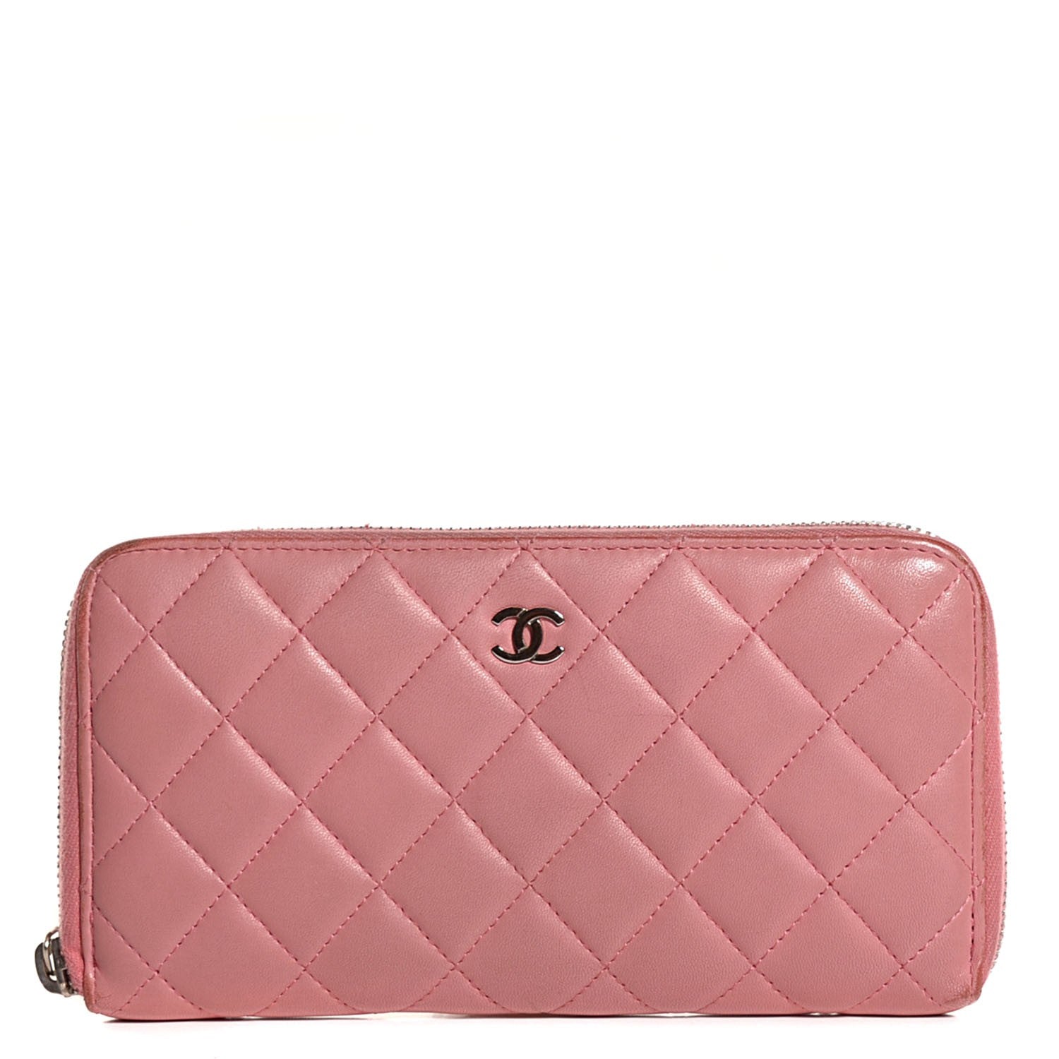 Chanel Lambskin Quilted Zip Around Wallet Pink 1 of 7