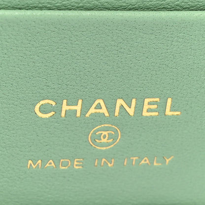 Chanel Shiny Calfskin Quilted Small Top Handle Vanity Case With Chain Light Green 6 of 10