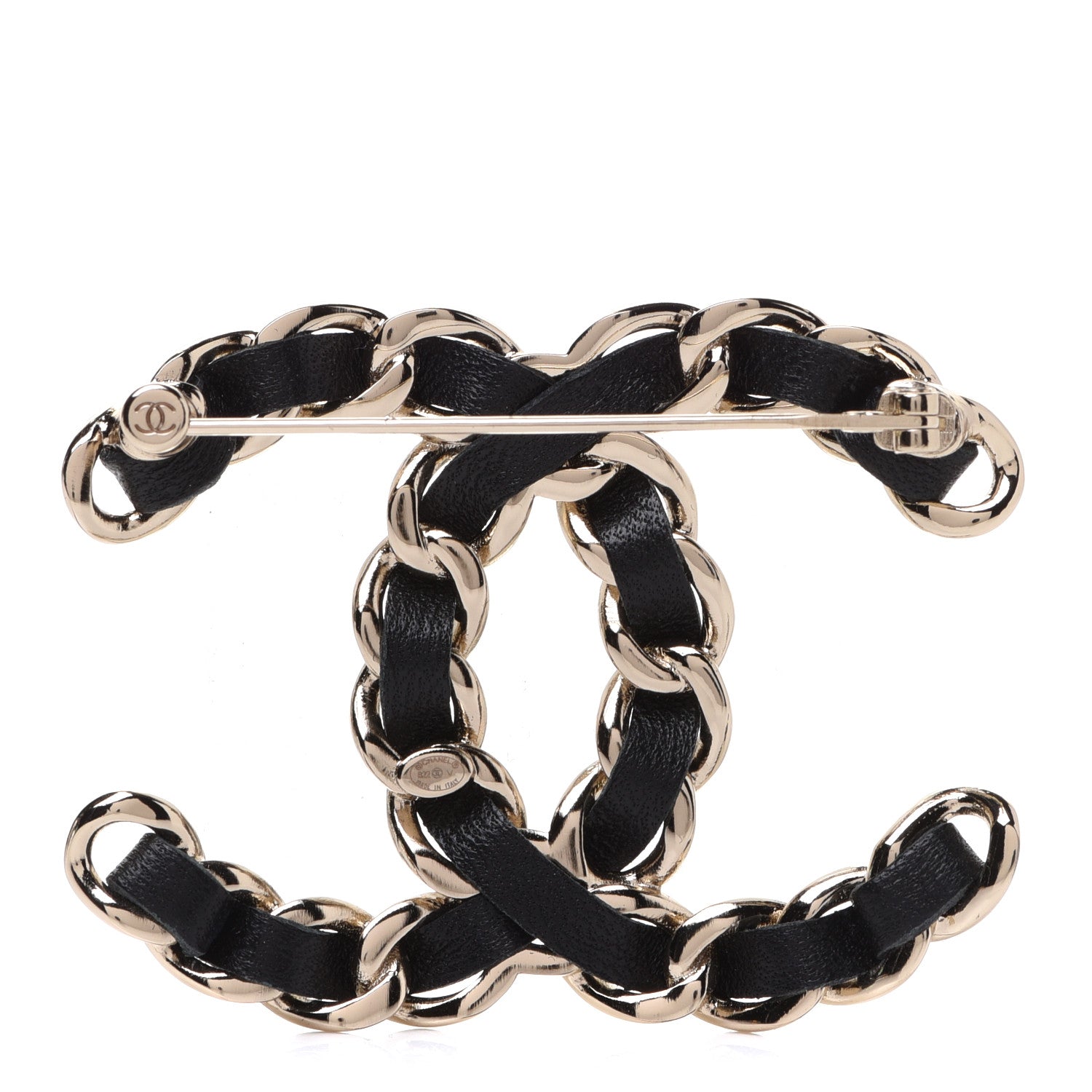 Chanel Lambskin Chain CC Brooch Black Gold 3 of 5