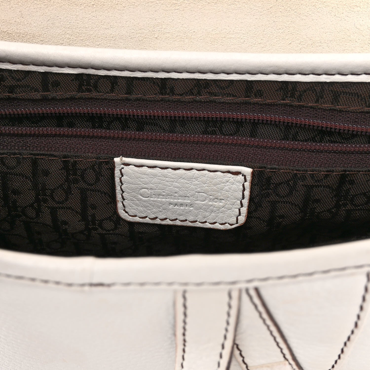 Christian Dior Calfskin Saddle Bag White 6 of 11