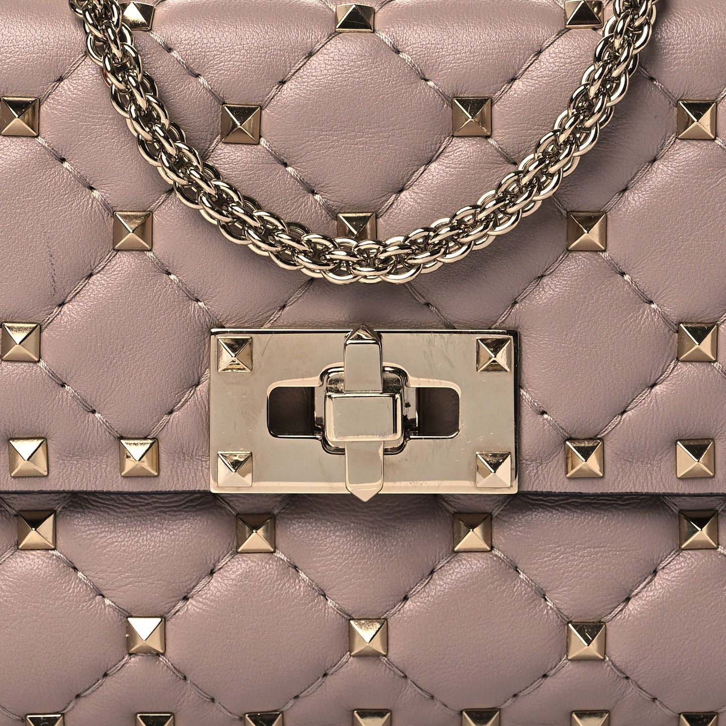 Nappa Small Rockstud Spike Shoulder Bag Poudre