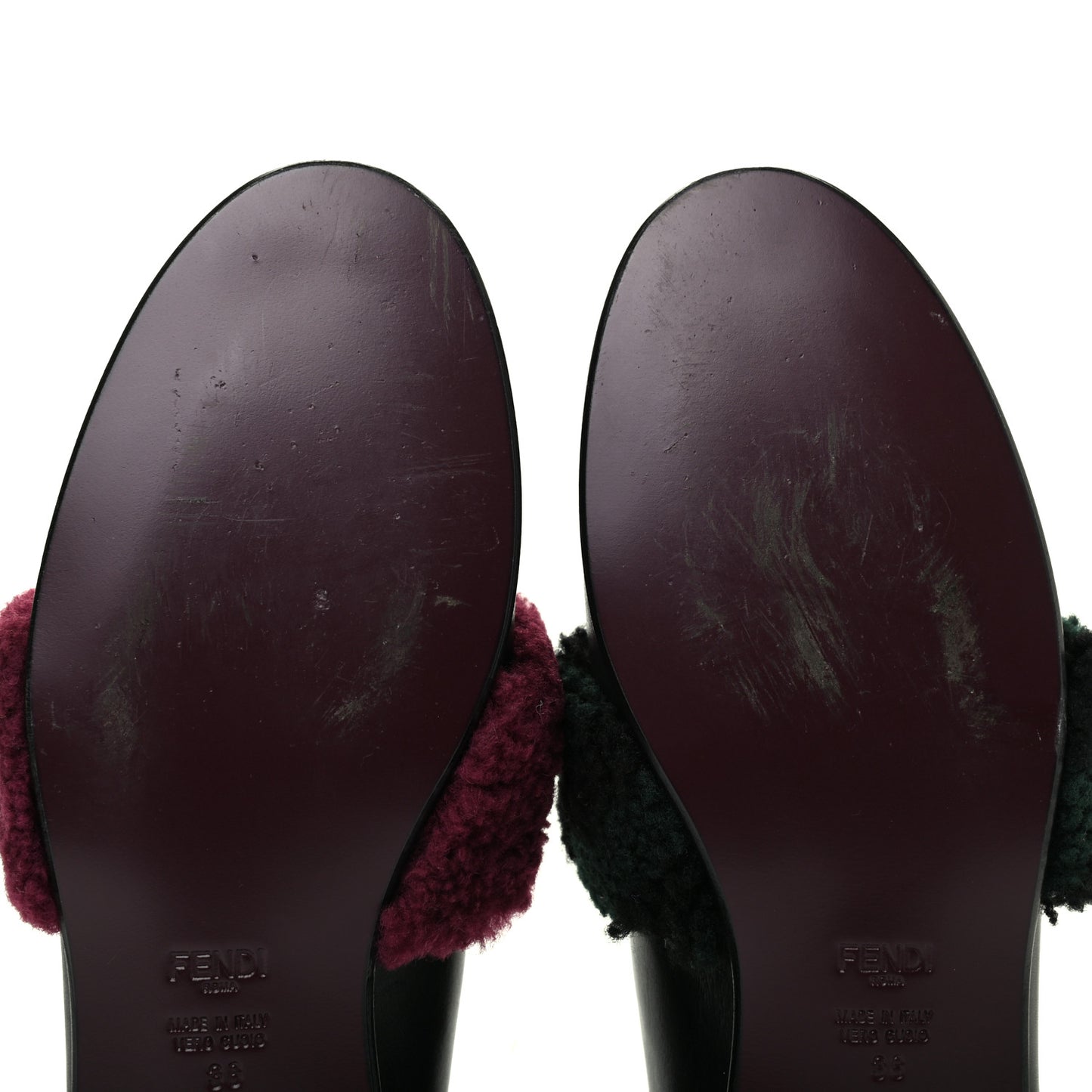 Vitello Shearling Mink Slip On Loafers 38 Black