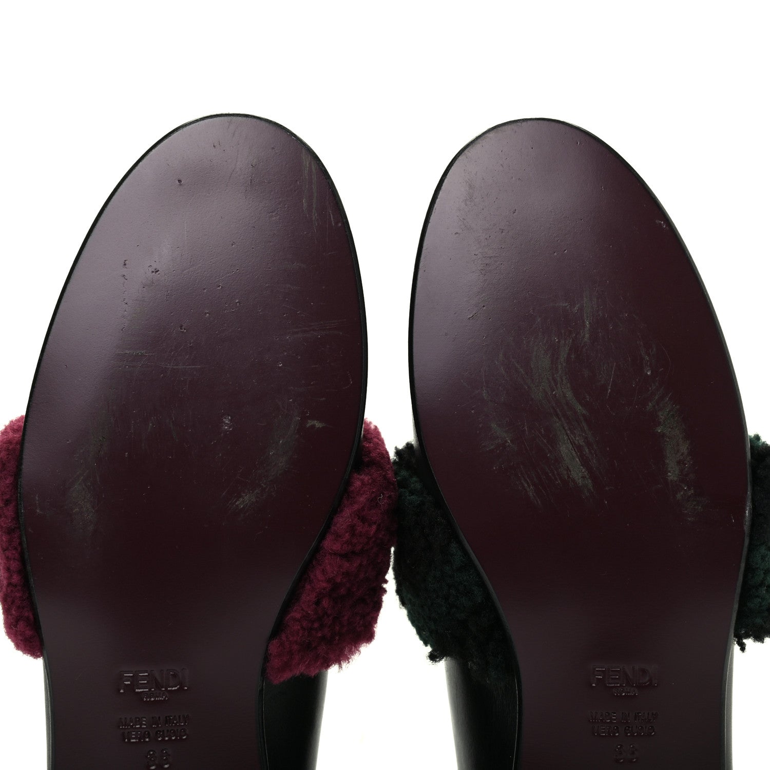 Fendi Vitello Shearling Mink Slip On Loafers 38 Black 8 of 13