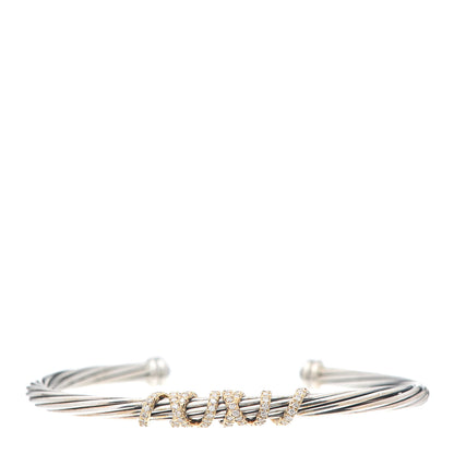 David Yurman Sterling Silver 18K Yellow Gold Diamond 4mm Helena Station Bracelet 1 of 4